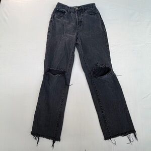 PacSun Women's Distressed Dad Jeans Size 26 100% Cotton Raw Hem Grunge 90s